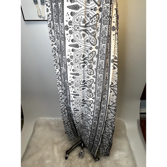 Lane Bryant Black‎ and White Pleated Paisley One Shoulder Maxi Dress SZ 22 - Picture 15 of 15